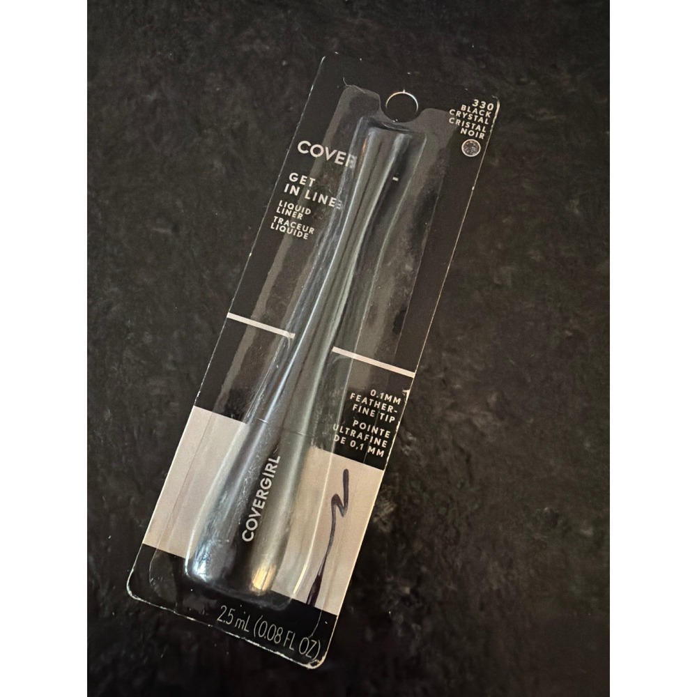 Covergirl Get In Line Liquid Eyeliner 330 Black Crystal 0.1mm Fine Tip 2.5ml